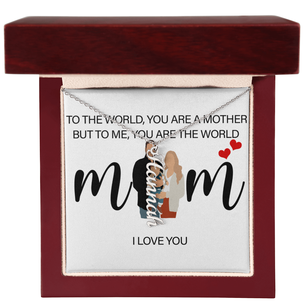 Personalized Mom I Love You Multi Vertical Name Necklace