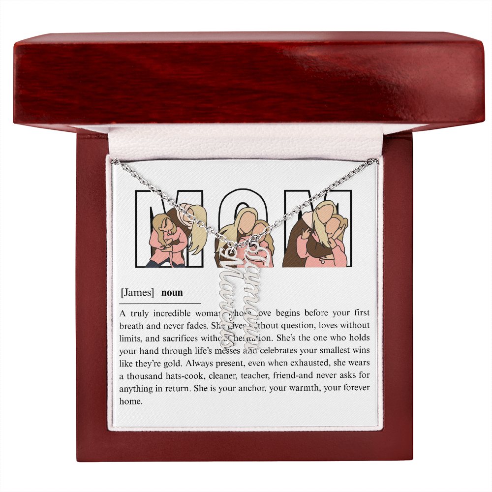 Personalized Mom Multi Vertical Name Necklace