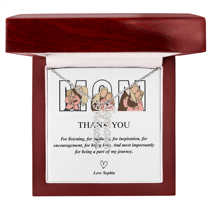 Personalized Thank You Mom Multi Vertical Name Necklace