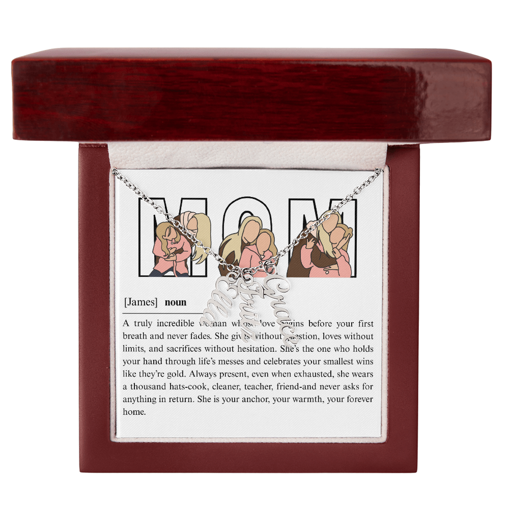 Personalized Mom Multi Vertical Name Necklace
