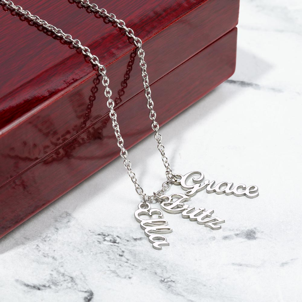 Personalized Mom Multi Vertical Name Necklace