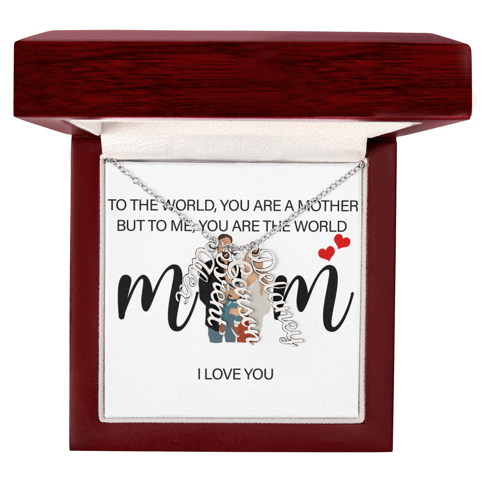 Personalized Mom I Love You Multi Vertical Name Necklace