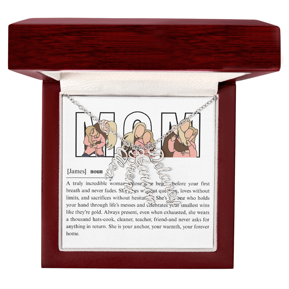 Personalized Mom Multi Vertical Name Necklace