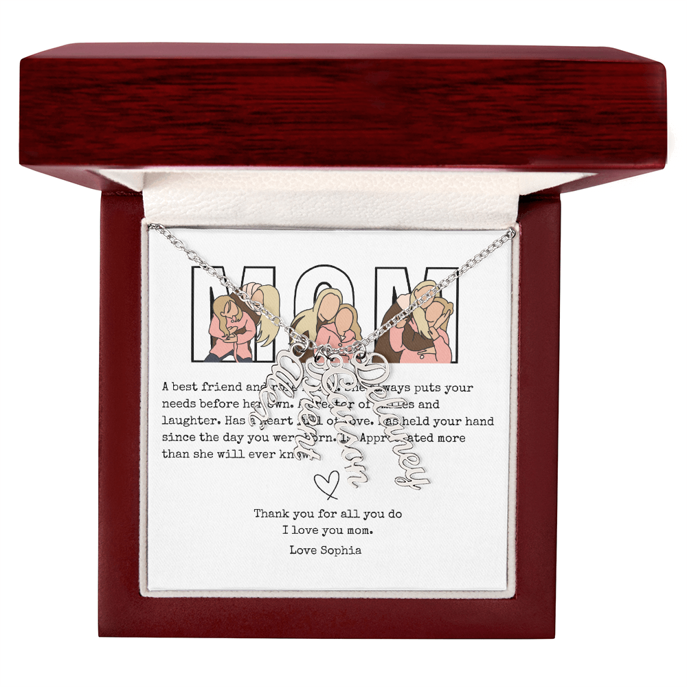 Personalized Mom Multi Vertical Name Necklace