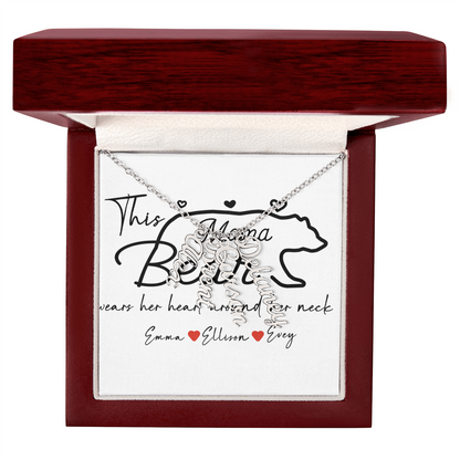 Personalized Mama Bear Multi Vertical Name Necklace