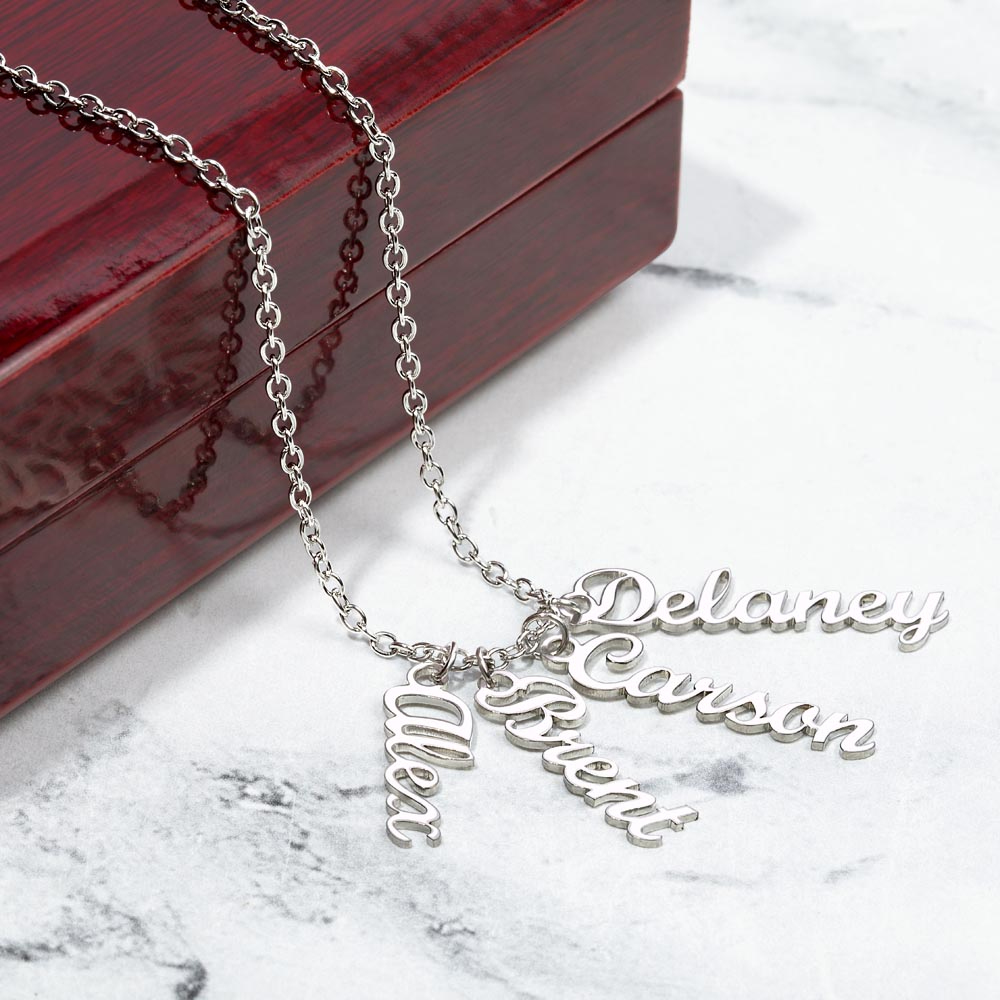 Personalized Mom Multi Vertical Name Necklace