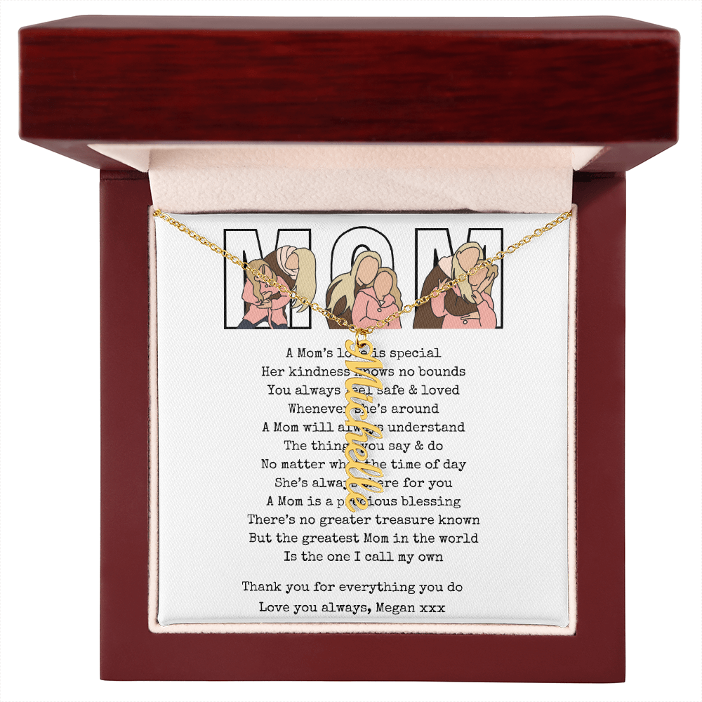 Personalized Mom Multi Vertical Name Necklace