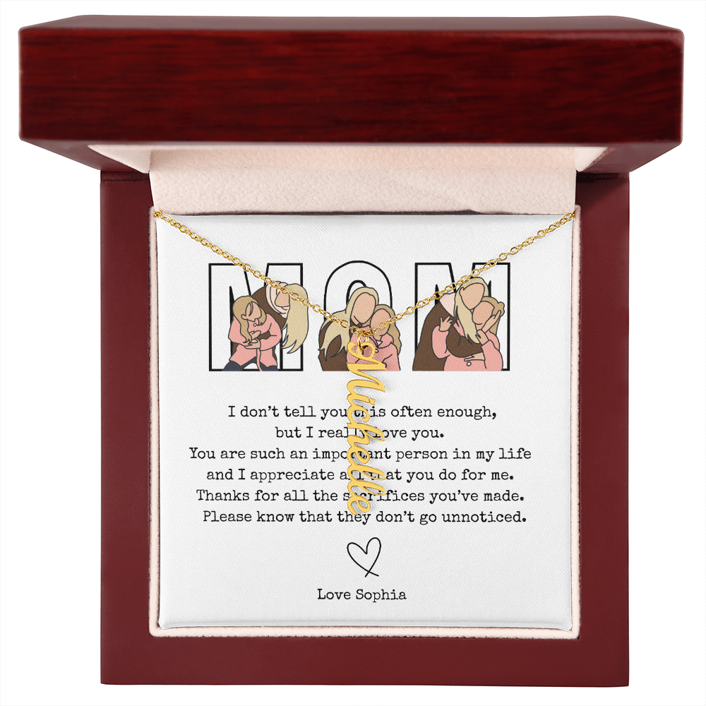 Personalized Mom Multi Vertical Name Necklace