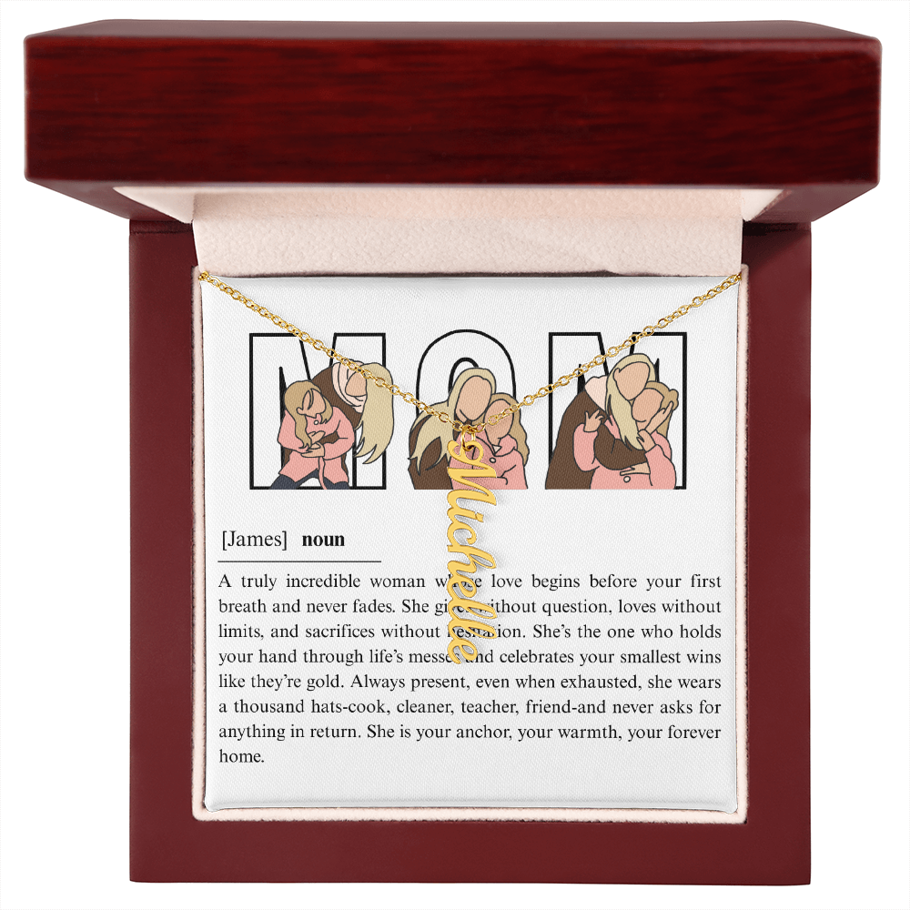 Personalized Mom Multi Vertical Name Necklace
