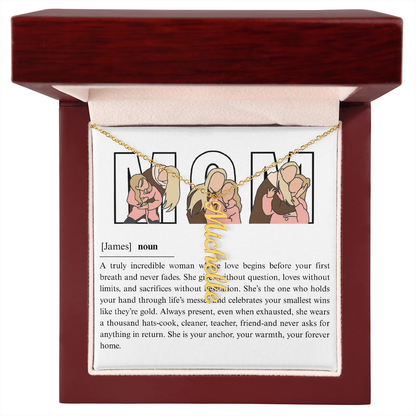 Personalized Mom Multi Vertical Name Necklace