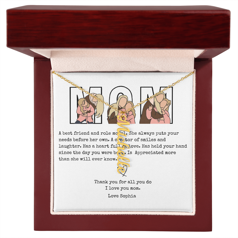 Personalized Mom Multi Vertical Name Necklace