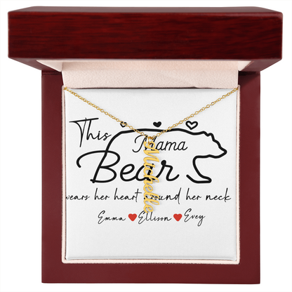 Personalized Mama Bear Multi Vertical Name Necklace