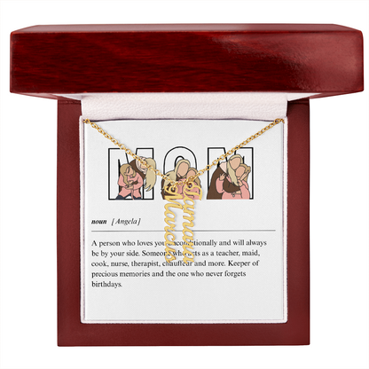 Personalized Mom Multi Vertical Name Necklace