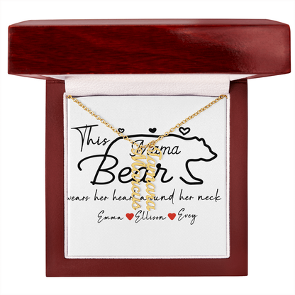 Personalized Mama Bear Multi Vertical Name Necklace