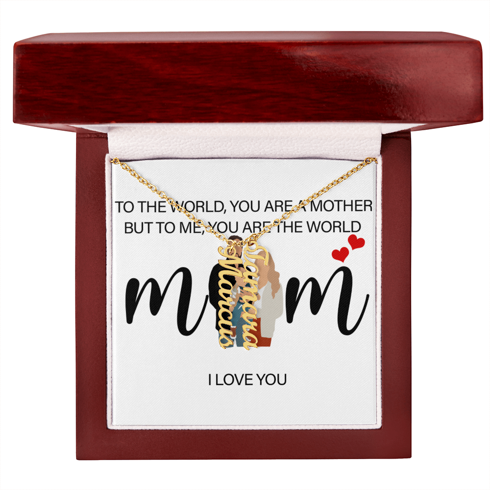 Personalized Mom I Love You Multi Vertical Name Necklace