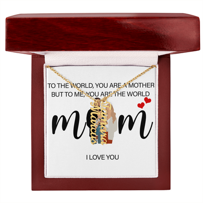 Personalized Mom I Love You Multi Vertical Name Necklace