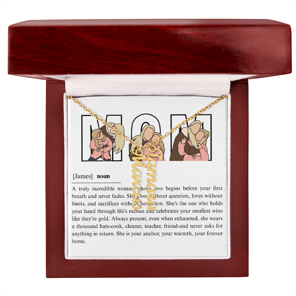 Personalized Mom Multi Vertical Name Necklace