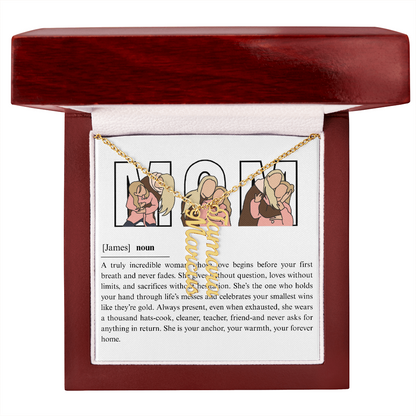 Personalized Mom Multi Vertical Name Necklace