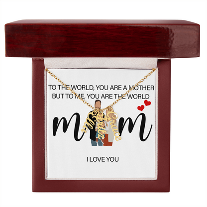 Personalized Mom I Love You Multi Vertical Name Necklace