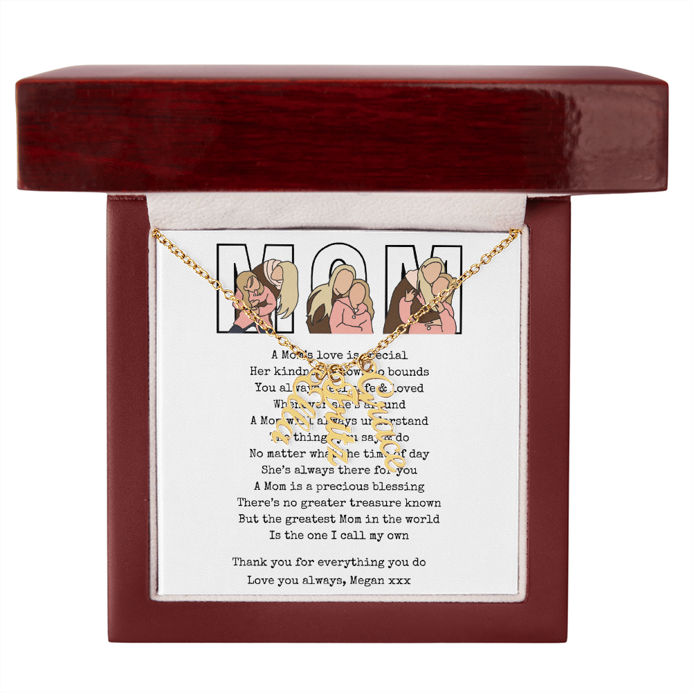 Personalized Mom Multi Vertical Name Necklace