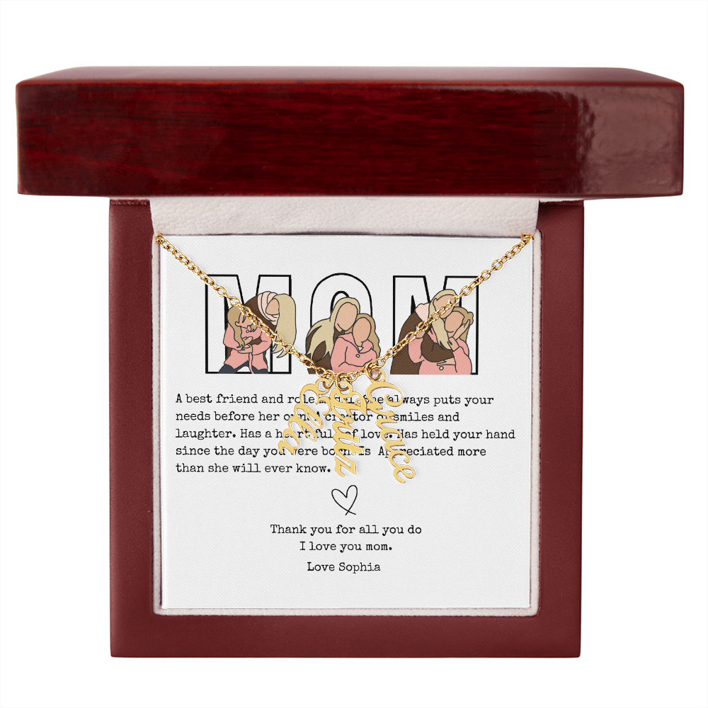 Personalized Mom Multi Vertical Name Necklace