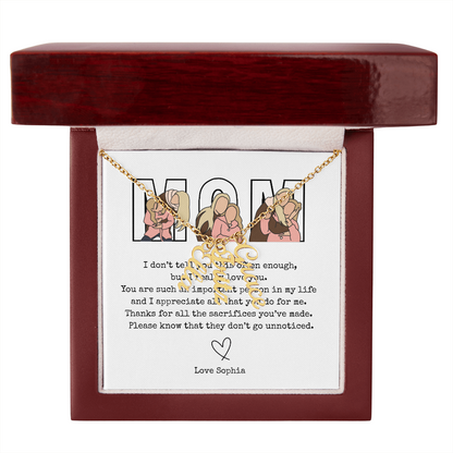 Personalized Mom Multi Vertical Name Necklace