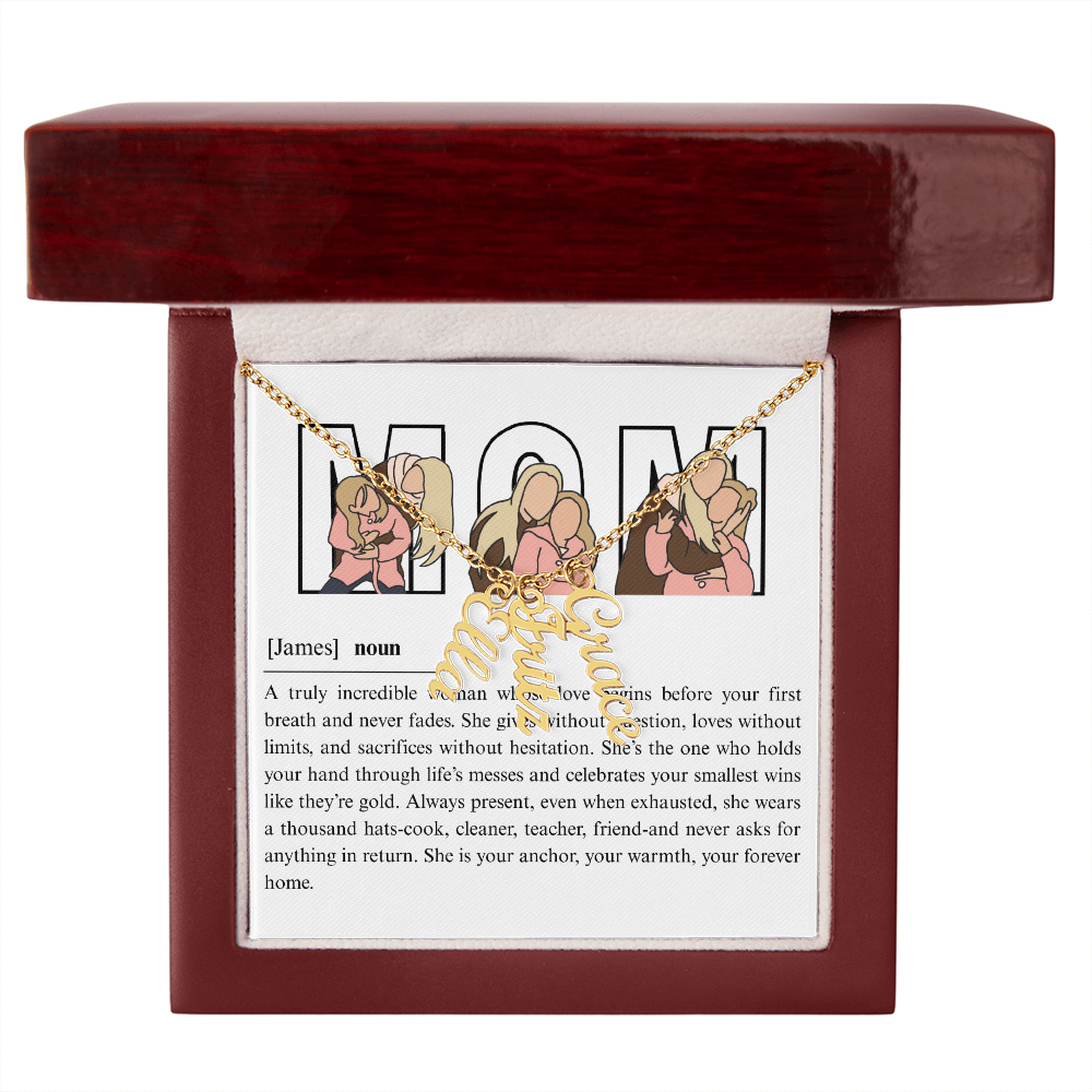 Personalized Mom Multi Vertical Name Necklace