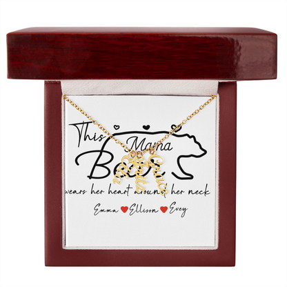 Personalized Mama Bear Multi Vertical Name Necklace