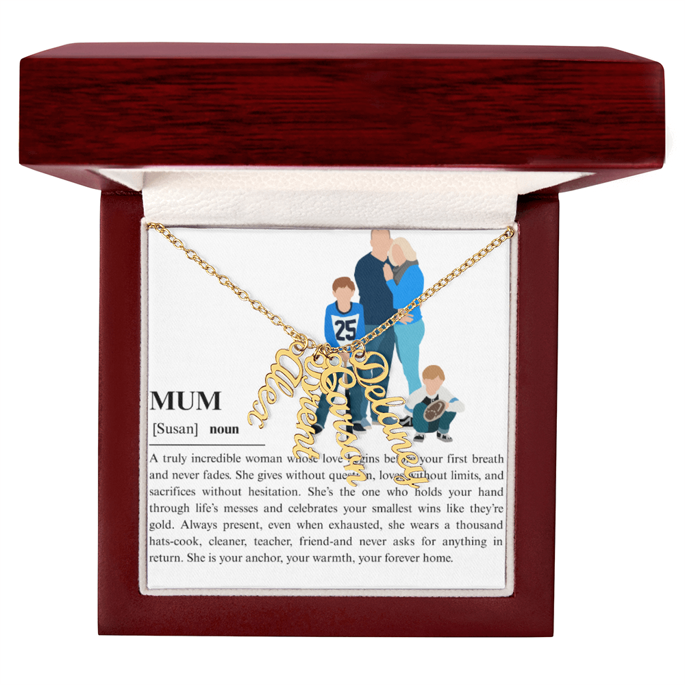 Personalized Mum Multi Vertical Name Necklace