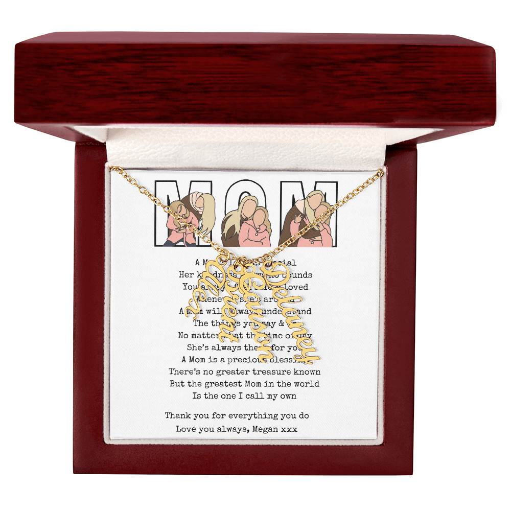 Personalized Mom Multi Vertical Name Necklace