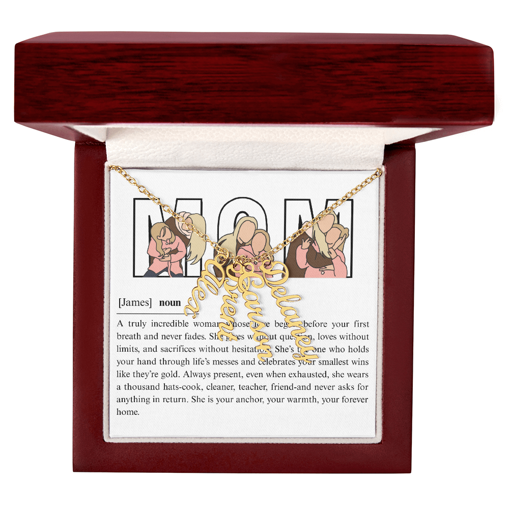 Personalized Mom Multi Vertical Name Necklace