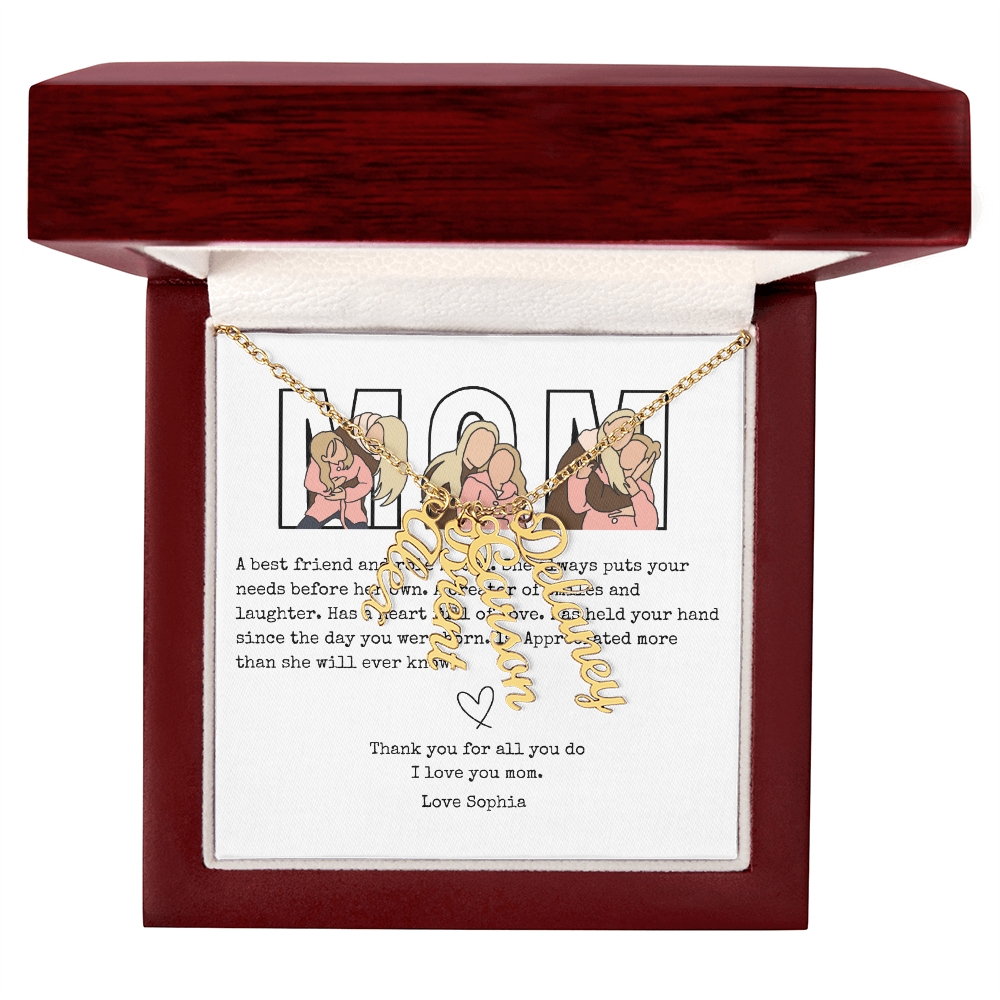 Personalized Mom Multi Vertical Name Necklace