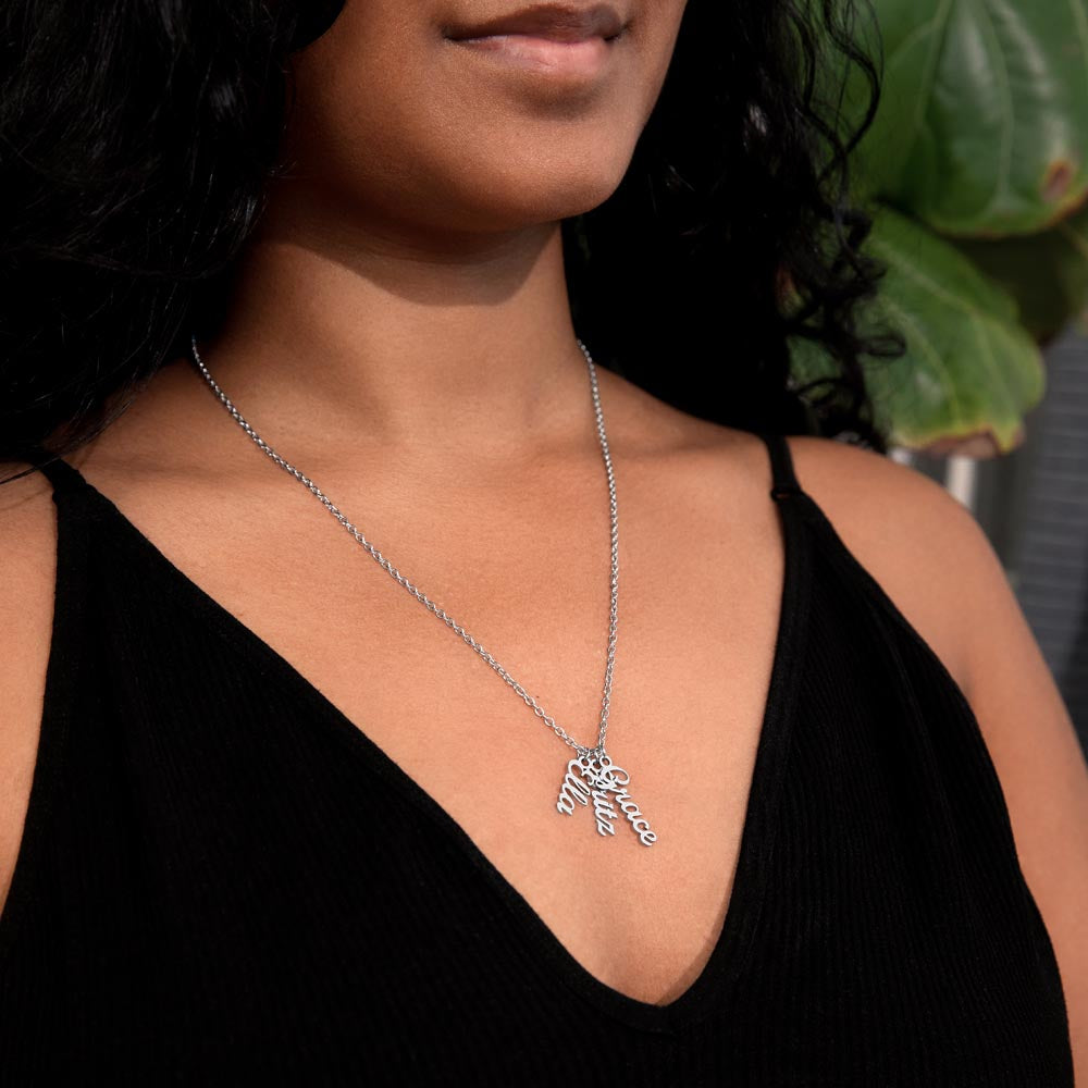 Non-Message Card Multi Vertical Name Necklace
