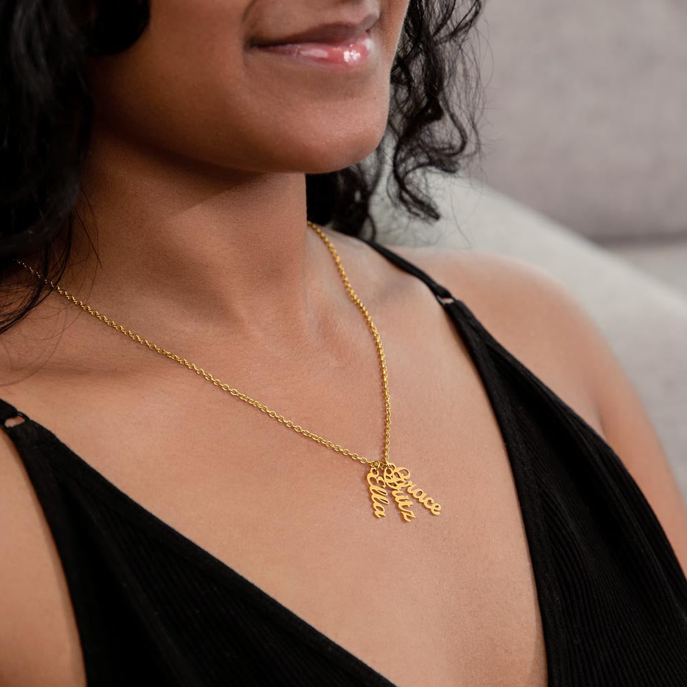 Non-Message Card Multi Vertical Name Necklace