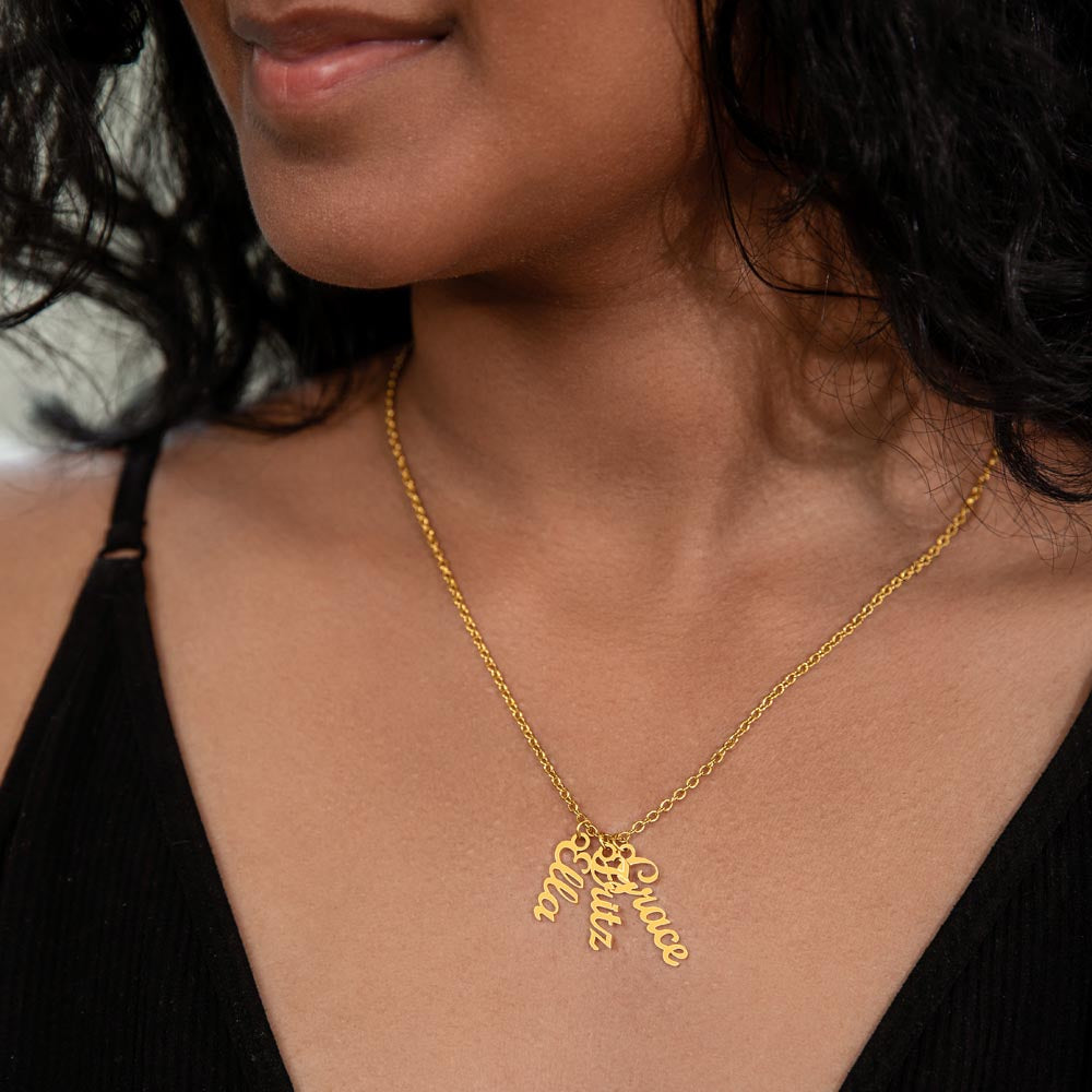Non-Message Card Multi Vertical Name Necklace
