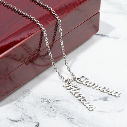 Non-Message Card Multi Vertical Name Necklace