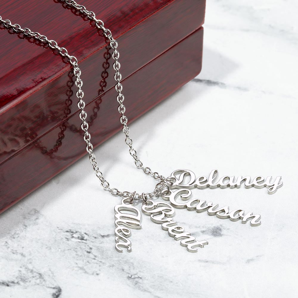 Non-Message Card Multi Vertical Name Necklace