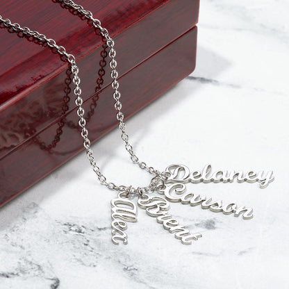 Non-Message Card Multi Vertical Name Necklace