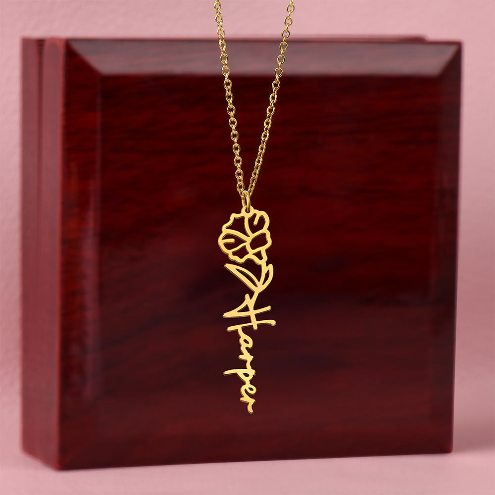Non-Message Card Flower Name Necklace