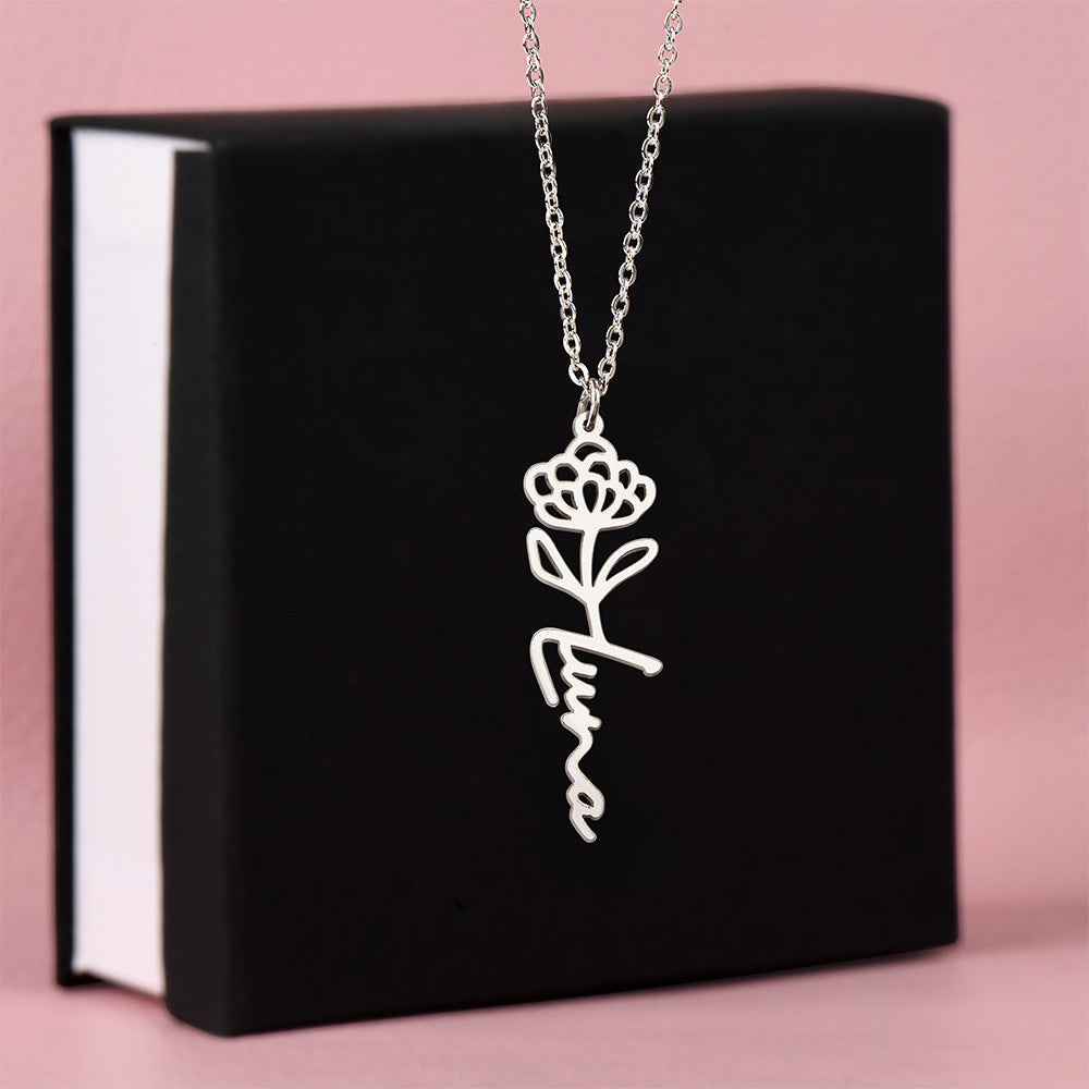 Non-Message Card Flower Name Necklace
