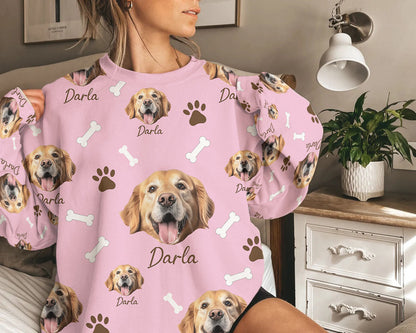 Personalized Pet Dog Cat Photo And Name Custom Sweatshirt