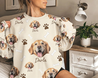 Personalized Pet Dog Cat Photo And Name Custom Sweatshirt