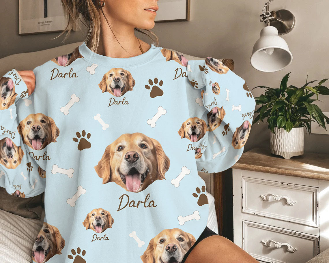 Personalized Pet Dog Cat Photo And Name Custom Sweatshirt