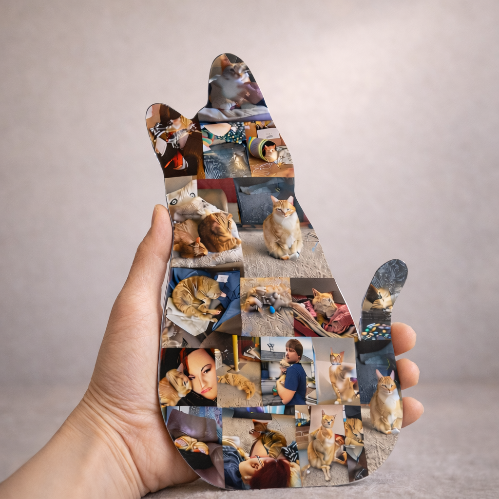 Personalized Sitting Cat Photo Collage Acrylic Plaque