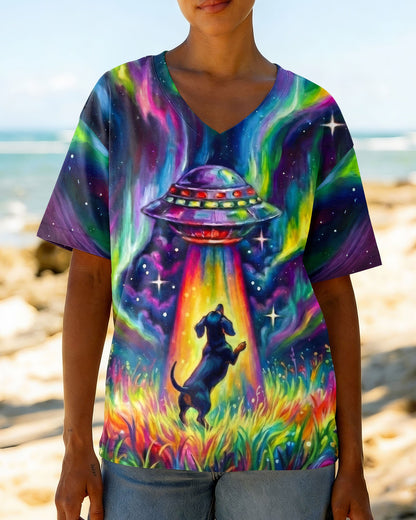 COSMIC ABDUCTION DACHSHUND DOG PSYCHEDELIC ALL OVER PRINT - RI2005261