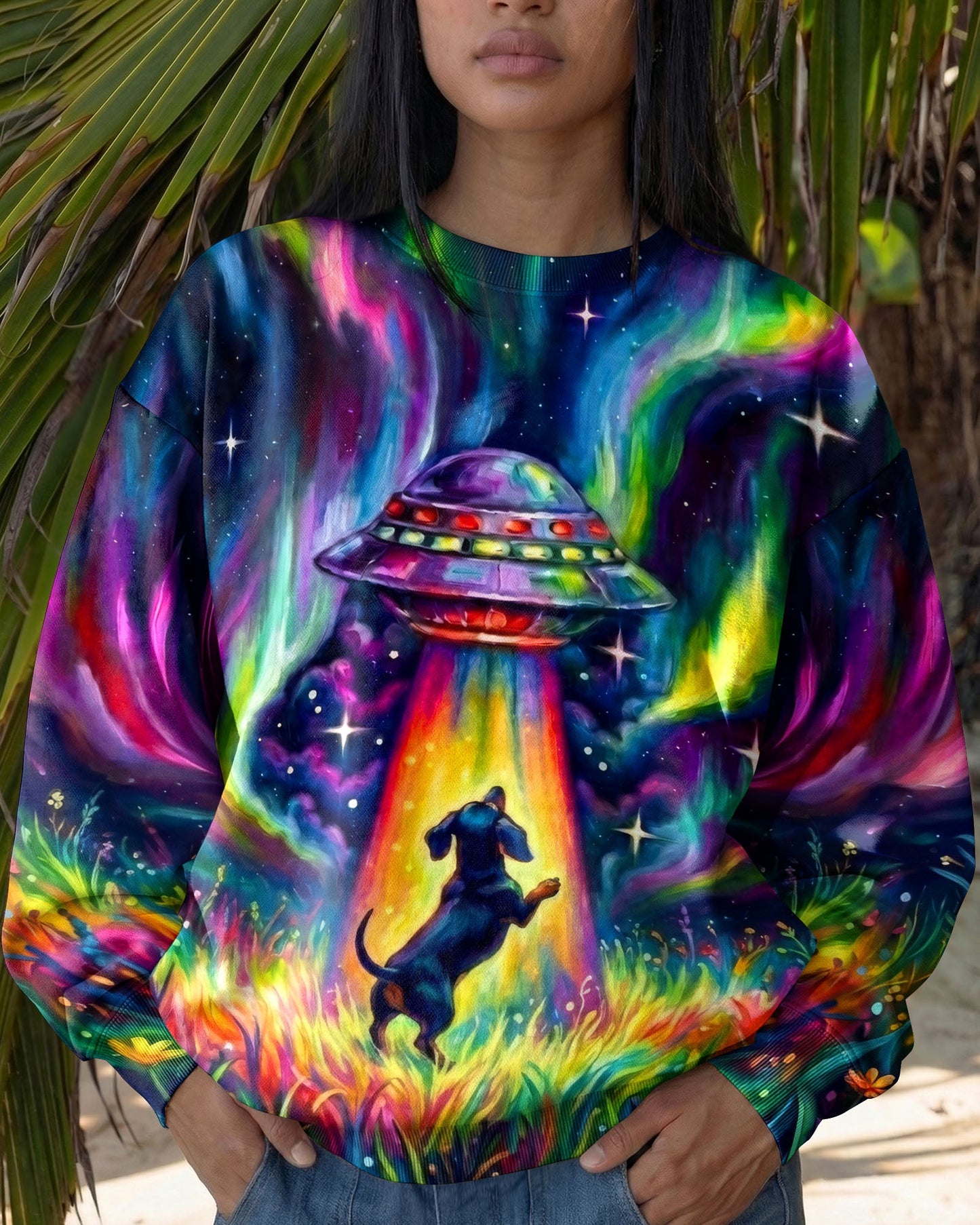 COSMIC ABDUCTION DACHSHUND DOG PSYCHEDELIC ALL OVER PRINT - RI2005261
