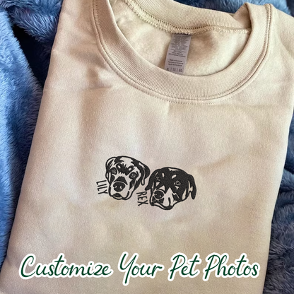 Personalized Embroidered Pet Dog Cat Outline Hoodie Sweatshirt T-Shirt