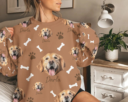 Personalized Pet Dog Cat Photo And Name Custom Sweatshirt