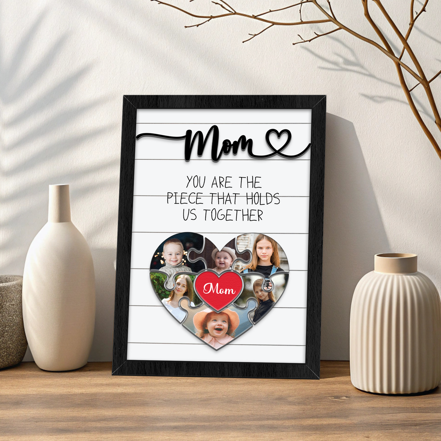 Mother's Day Personalized Mom Heart Puzzle Sign with Photo