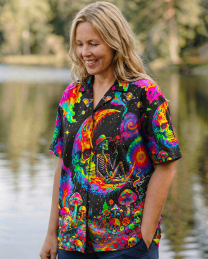HIPPIE SKULL PSYCHEDELIC  CAMP SHIRT - TLNO0704261